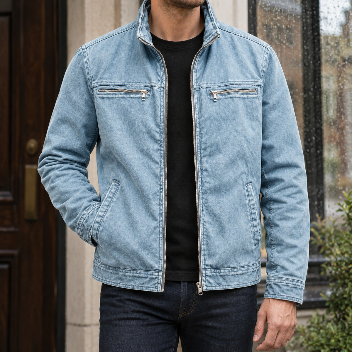 Herren Jacke mit Stehkragen & Reißverschluss – Relaxed Fit