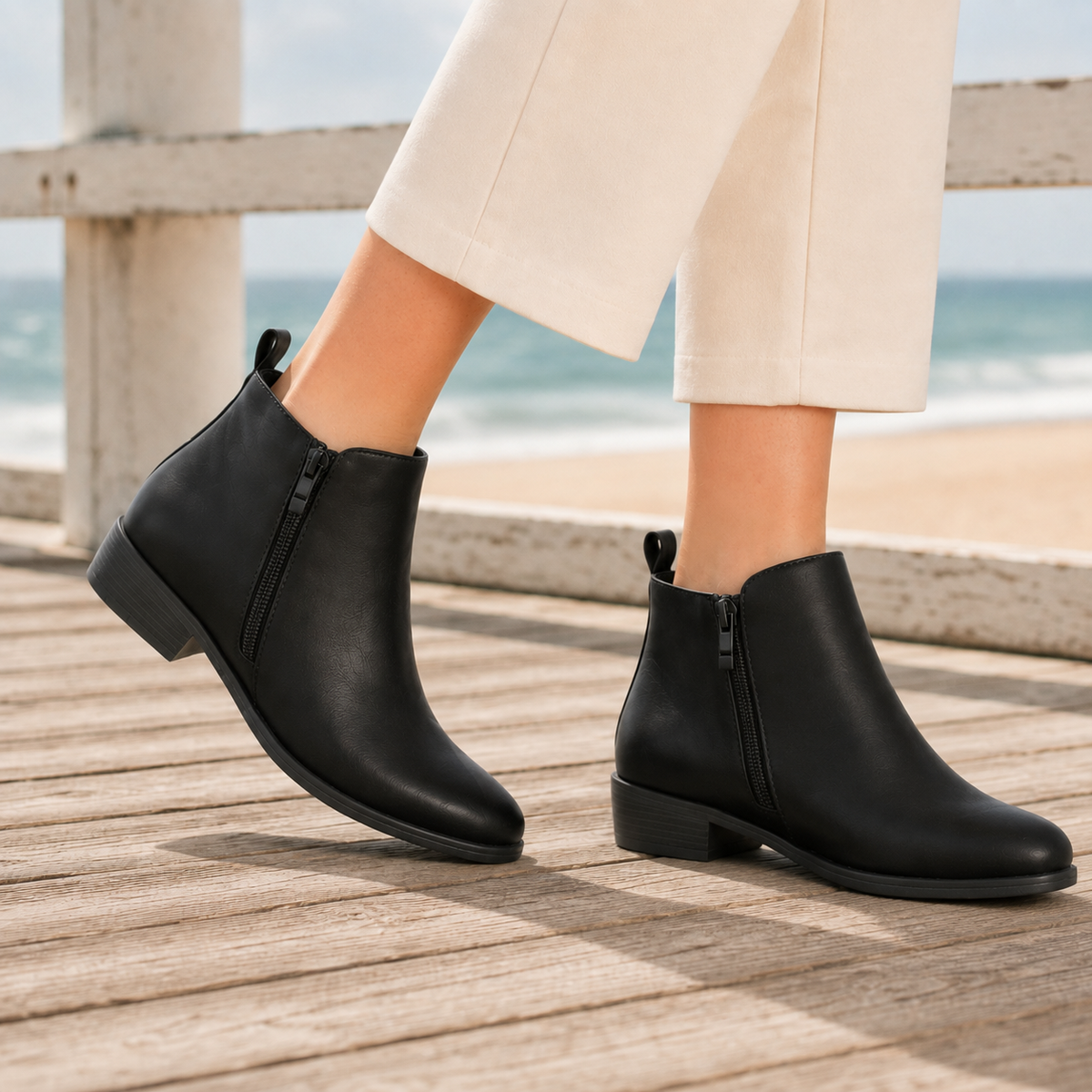 Damen Komfort-Stiefeletten mit Seitenreißverschluss