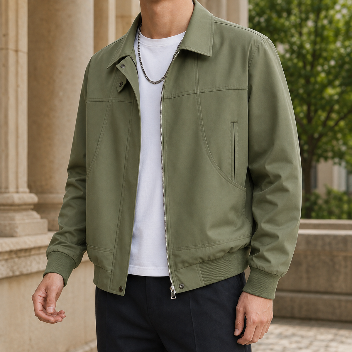 Herren Zip-Jacke – Relaxed Fit, Freizeit