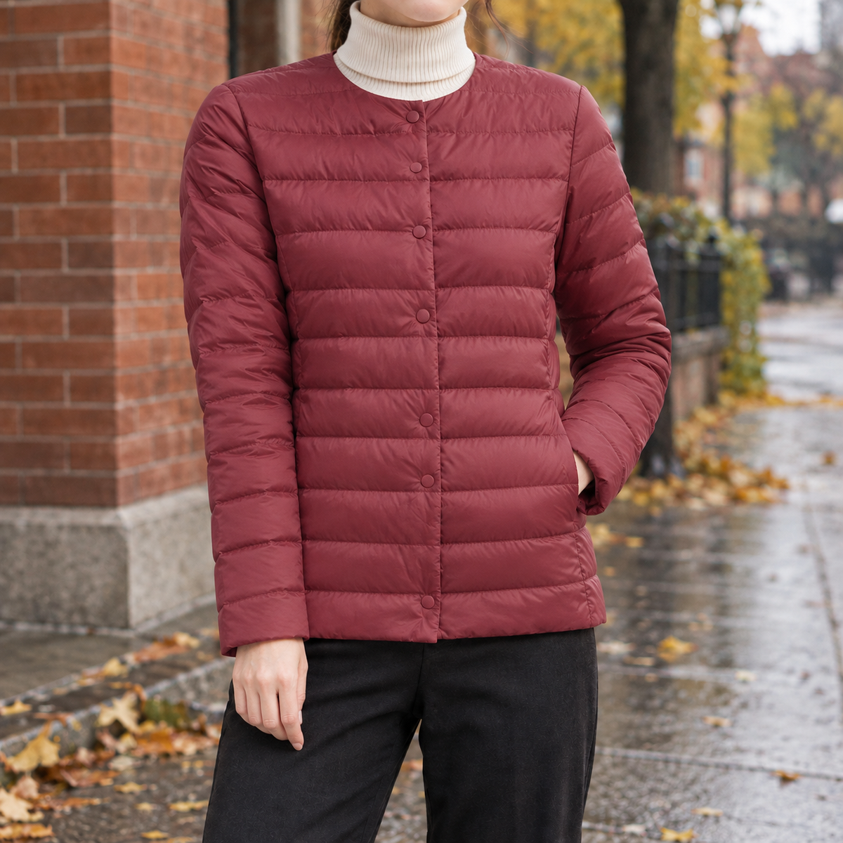 Damen Steppjacke kragenlos – Regular Fit