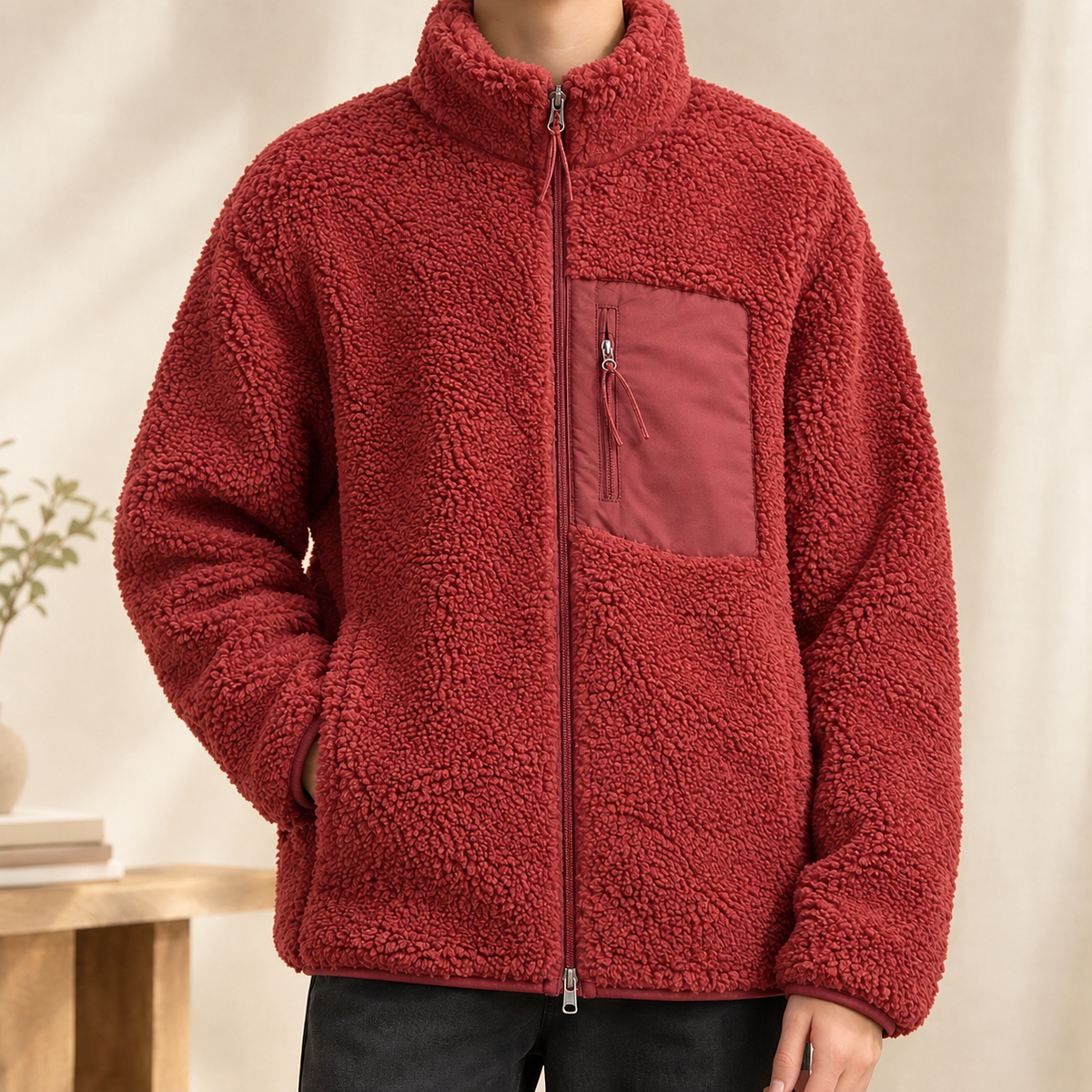 Herren Zip-Jacke strukturiert – Relaxed Fit