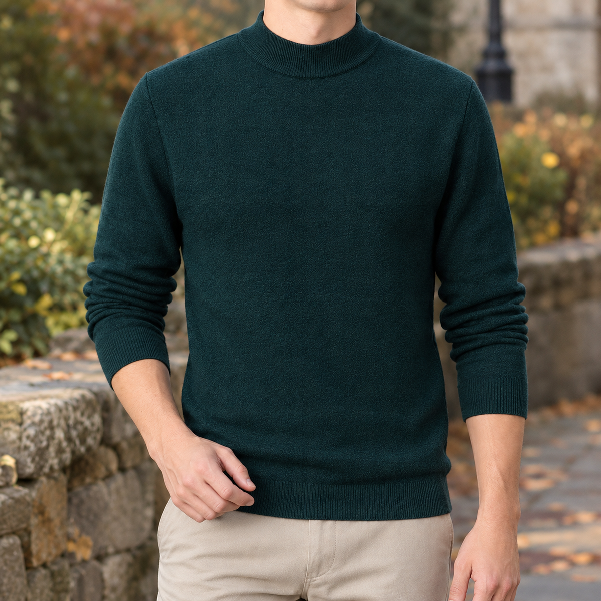Herren Stehkragenpullover Langarm – Slim Fit