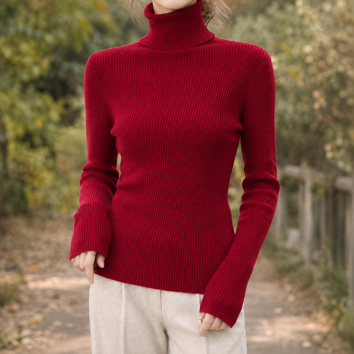 Damen Rollkragenpullover – Slim Fit, Winter