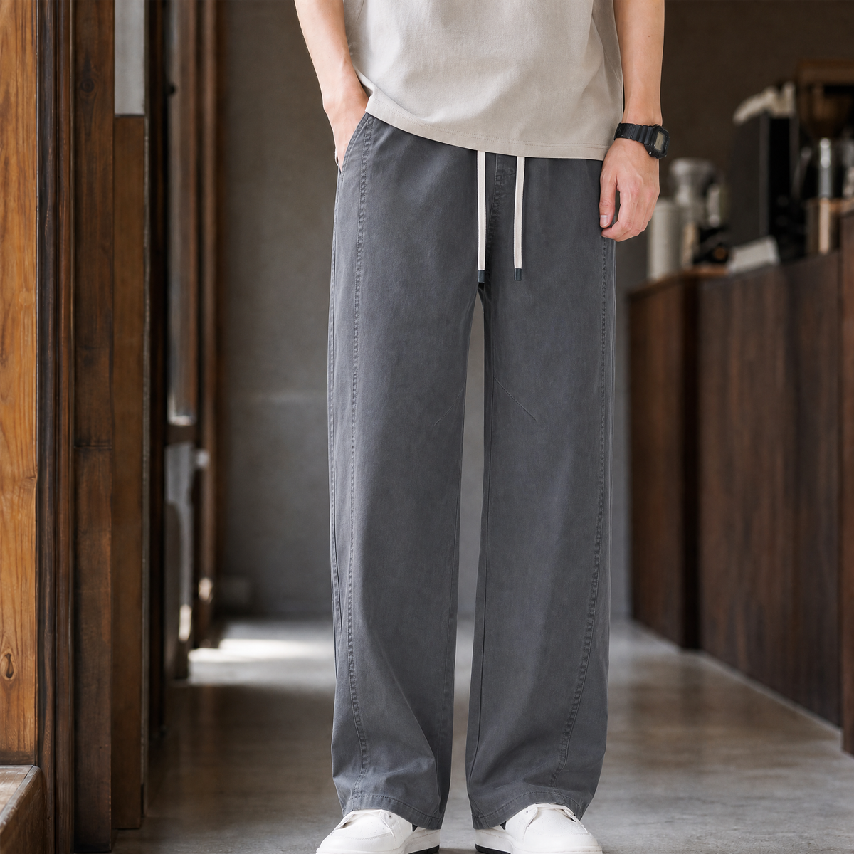 Herren Hose mit Kordelzugbund – Relaxed Fit