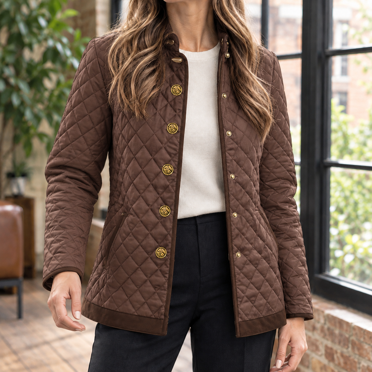 Damen Steppjacke mit Rautensteppung – Slim Fit