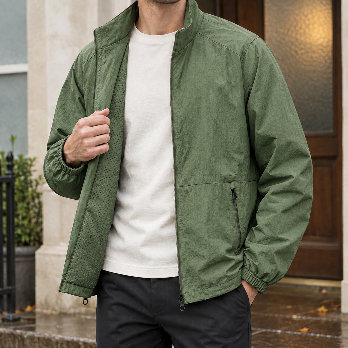 Herren Stehkragenjacke leicht – Regular Fit, Freizeit
