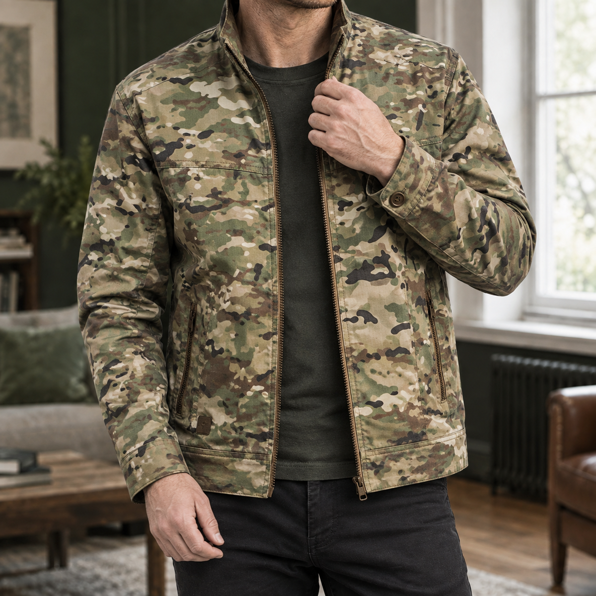 Herren Utility-Jacke mit Reißverschluss – Regular Fit