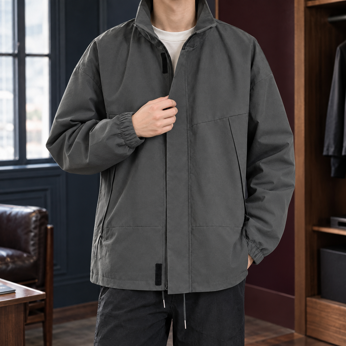 Herren Stehkragenjacke – Regular Fit, Casual