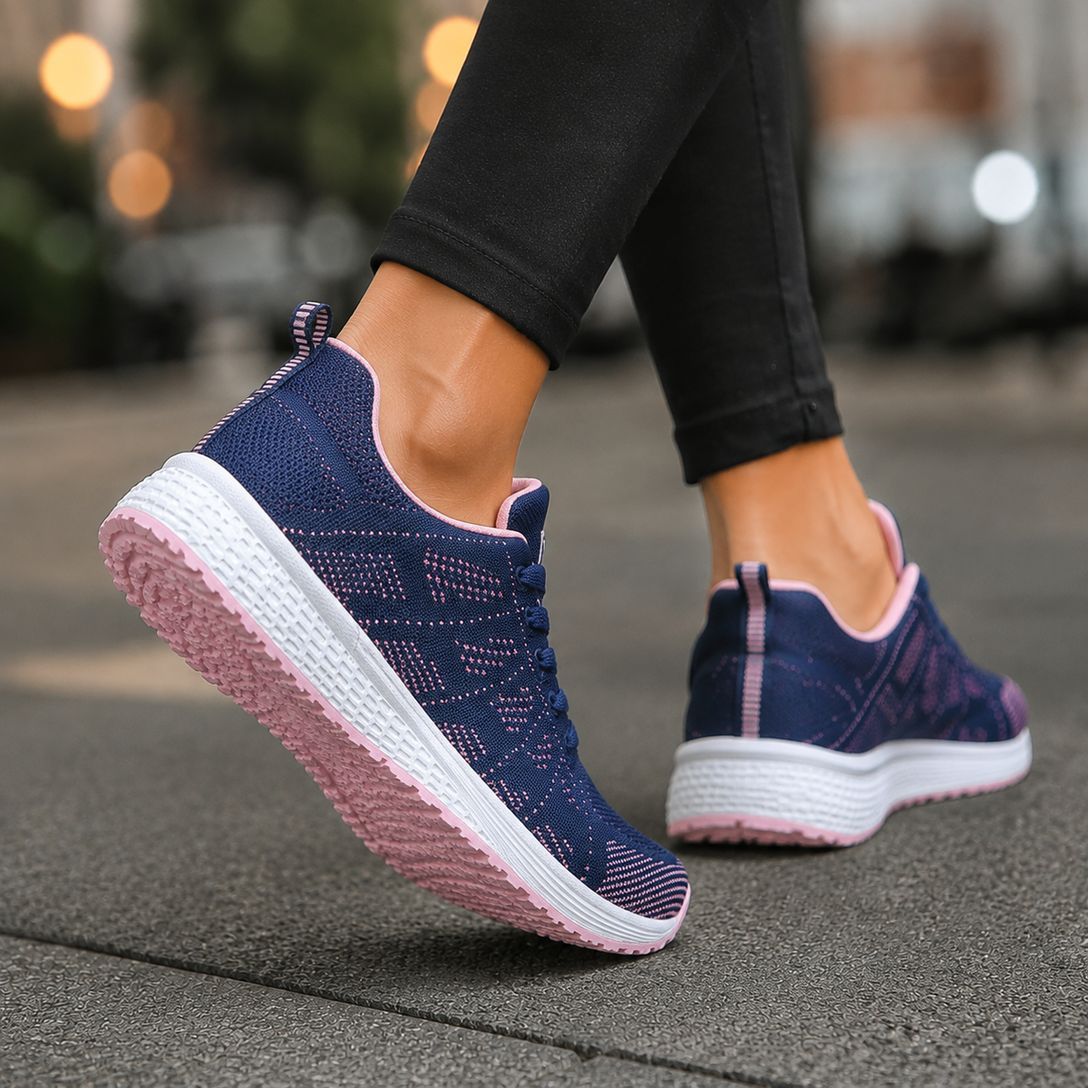 Damen Sneaker mit Strickoptik und Schnürung