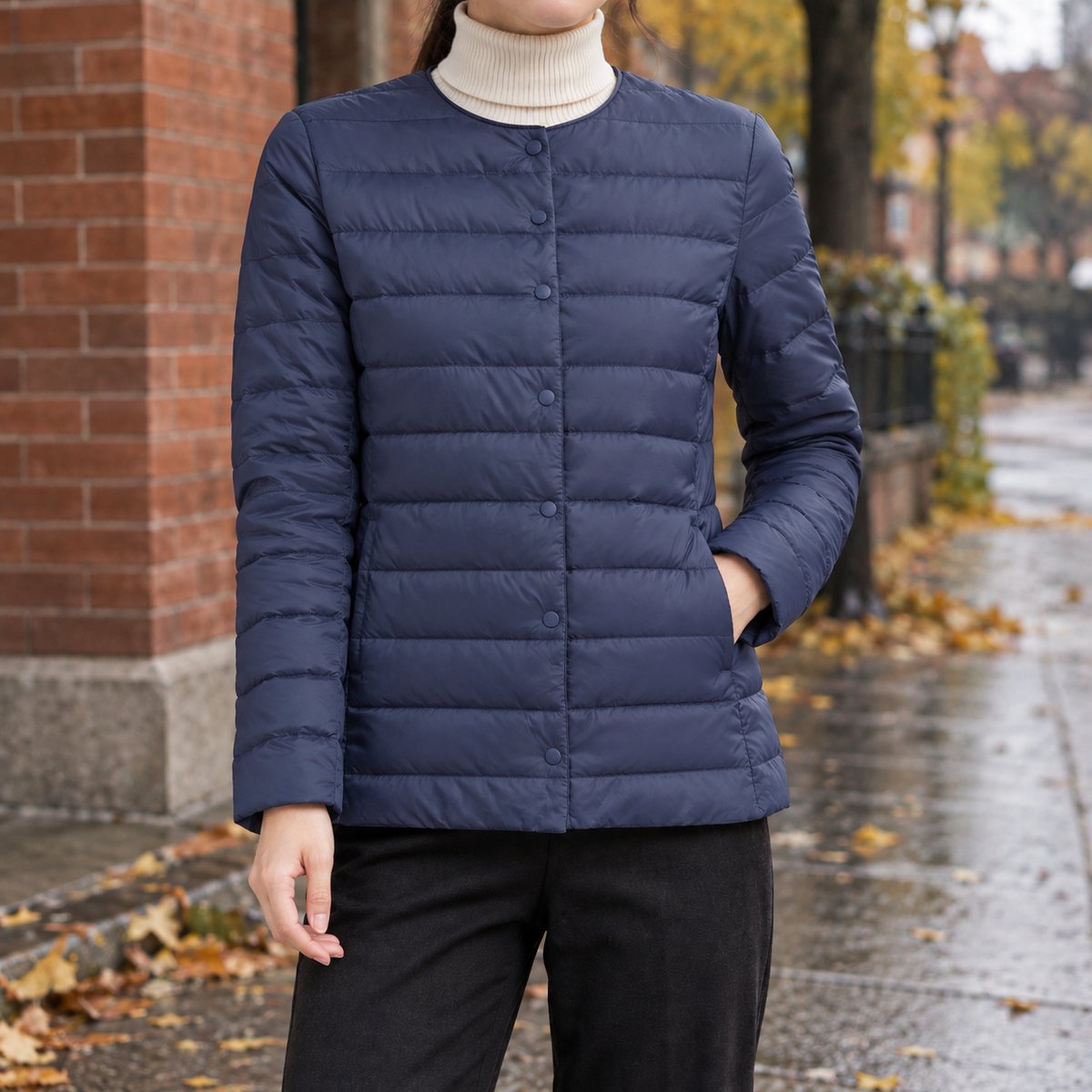 Damen Steppjacke kragenlos – Regular Fit