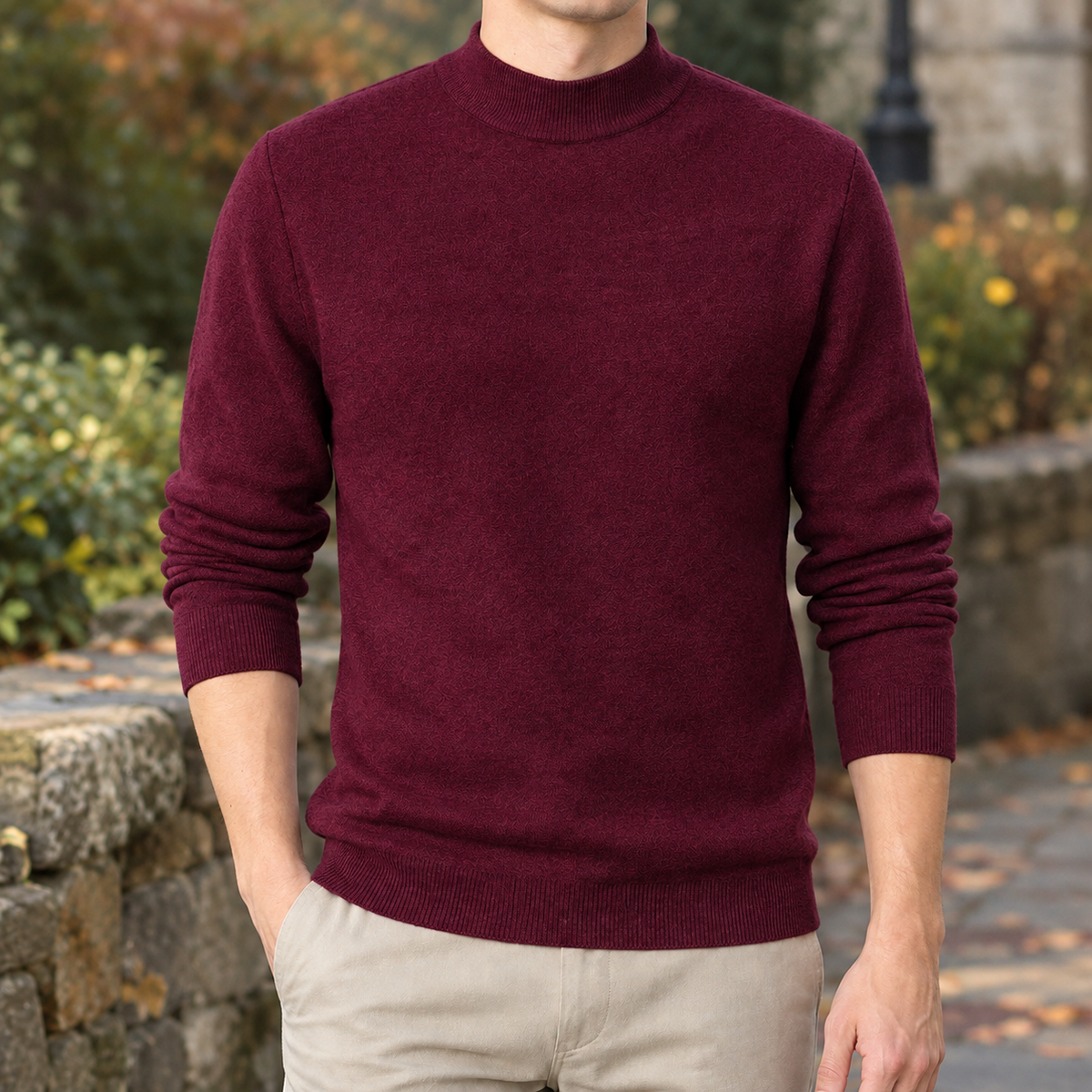 Herren Stehkragenpullover Langarm – Slim Fit