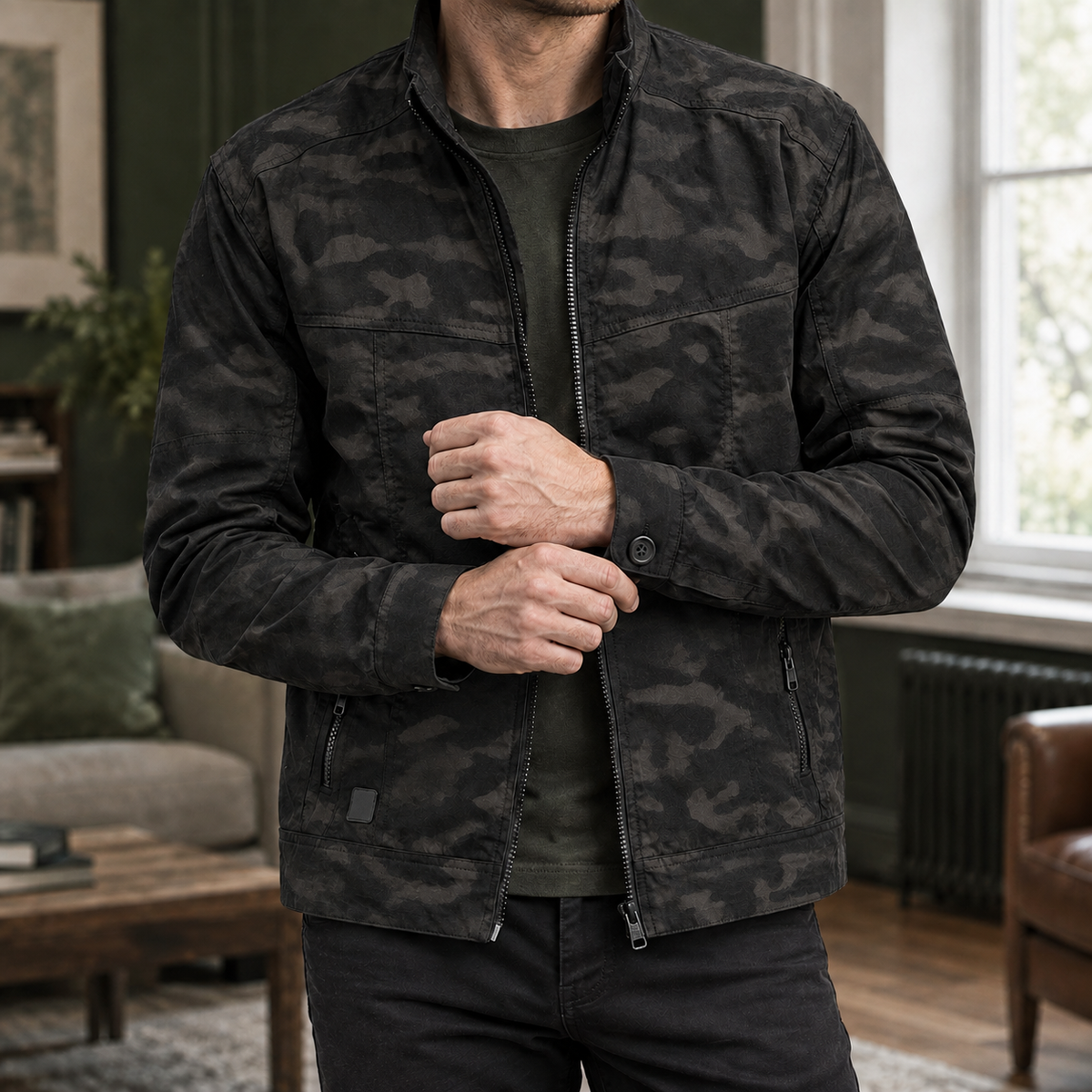 Herren Utility-Jacke mit Reißverschluss – Regular Fit