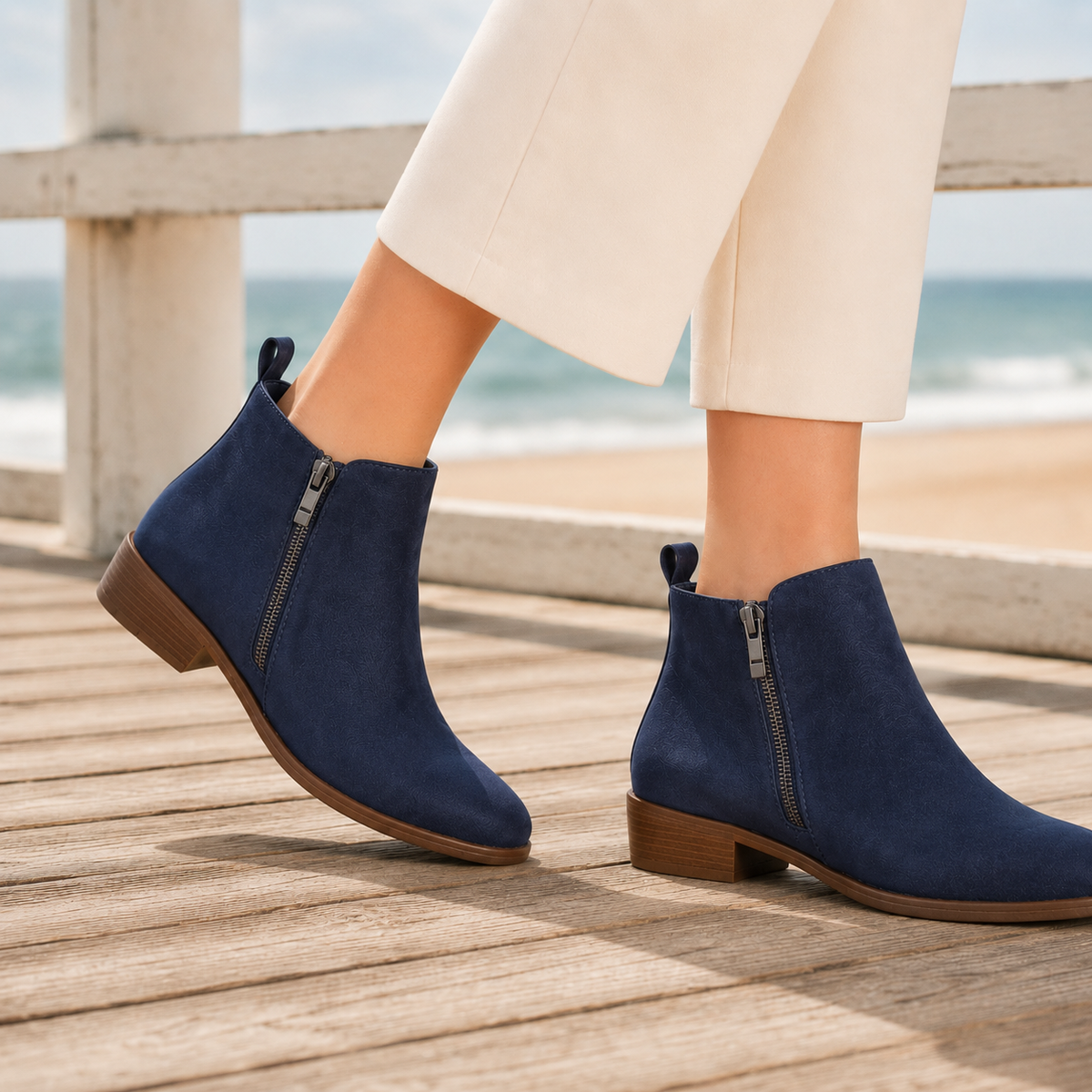 Damen Komfort-Stiefeletten mit Seitenreißverschluss