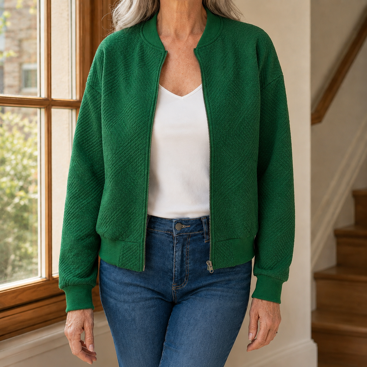 Damen Jacke strukturiert – Relaxed Fit, Casual