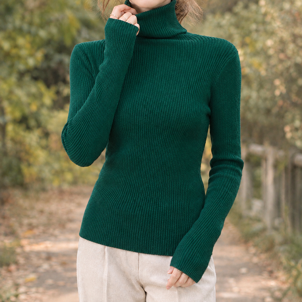 Damen Rollkragenpullover – Slim Fit, Winter