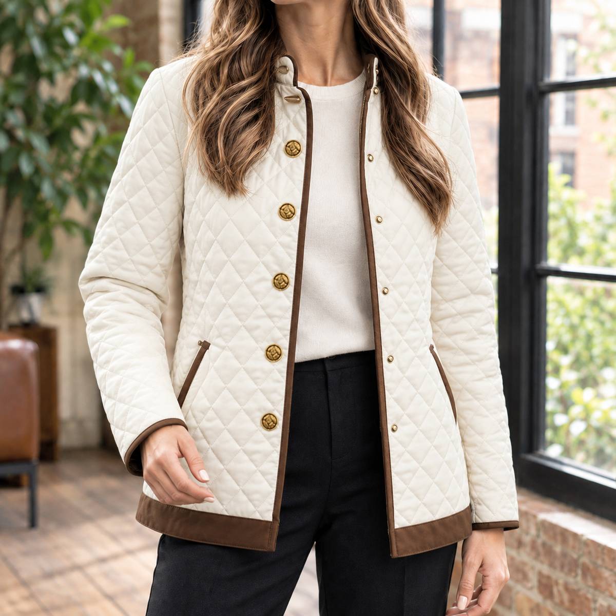 Damen Steppjacke mit Rautensteppung – Slim Fit