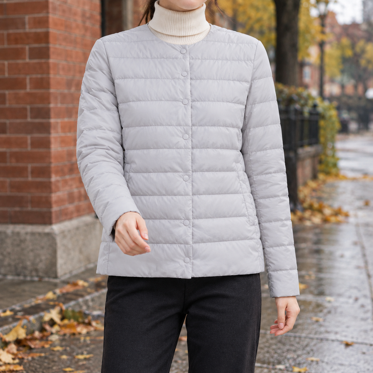Damen Steppjacke kragenlos – Regular Fit