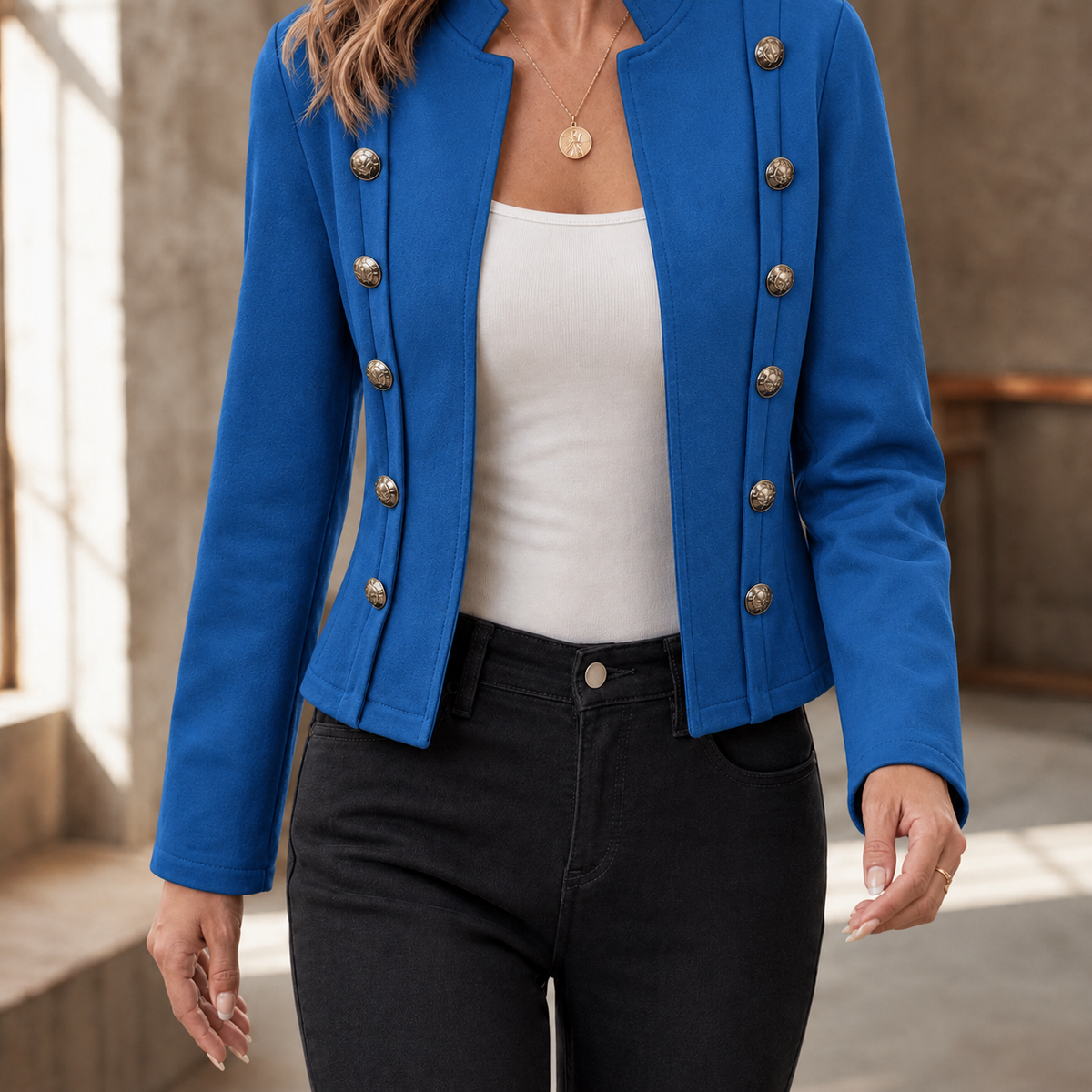 Damen Militärjacke mit Stehkragen – Slim Fit
