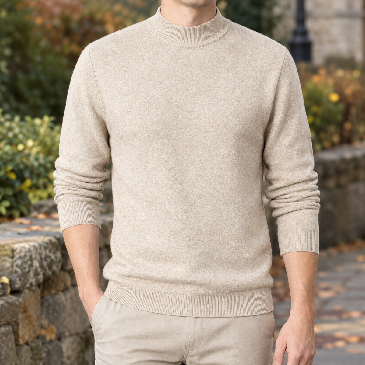 Herren Stehkragenpullover Langarm – Slim Fit