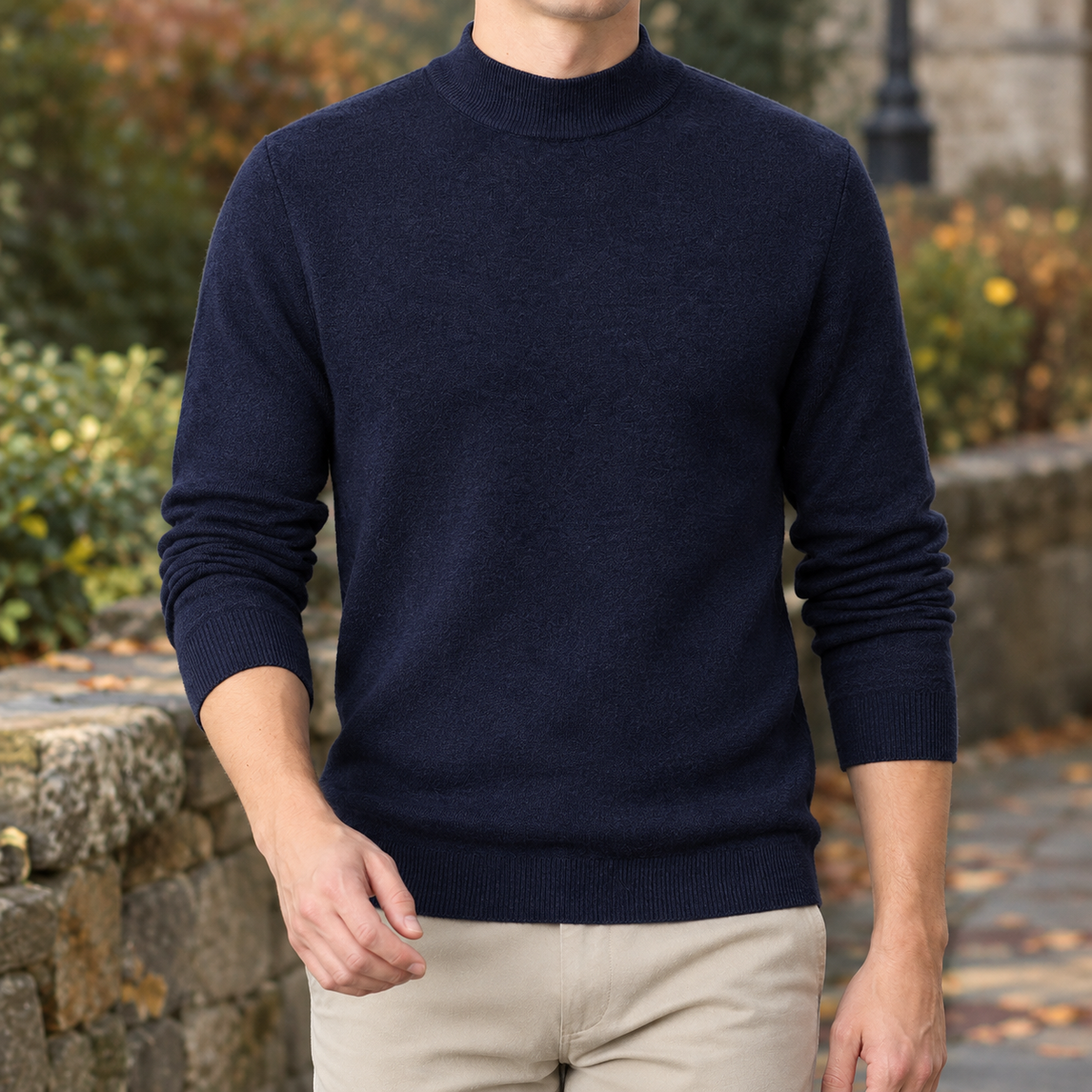 Herren Stehkragenpullover Langarm – Slim Fit