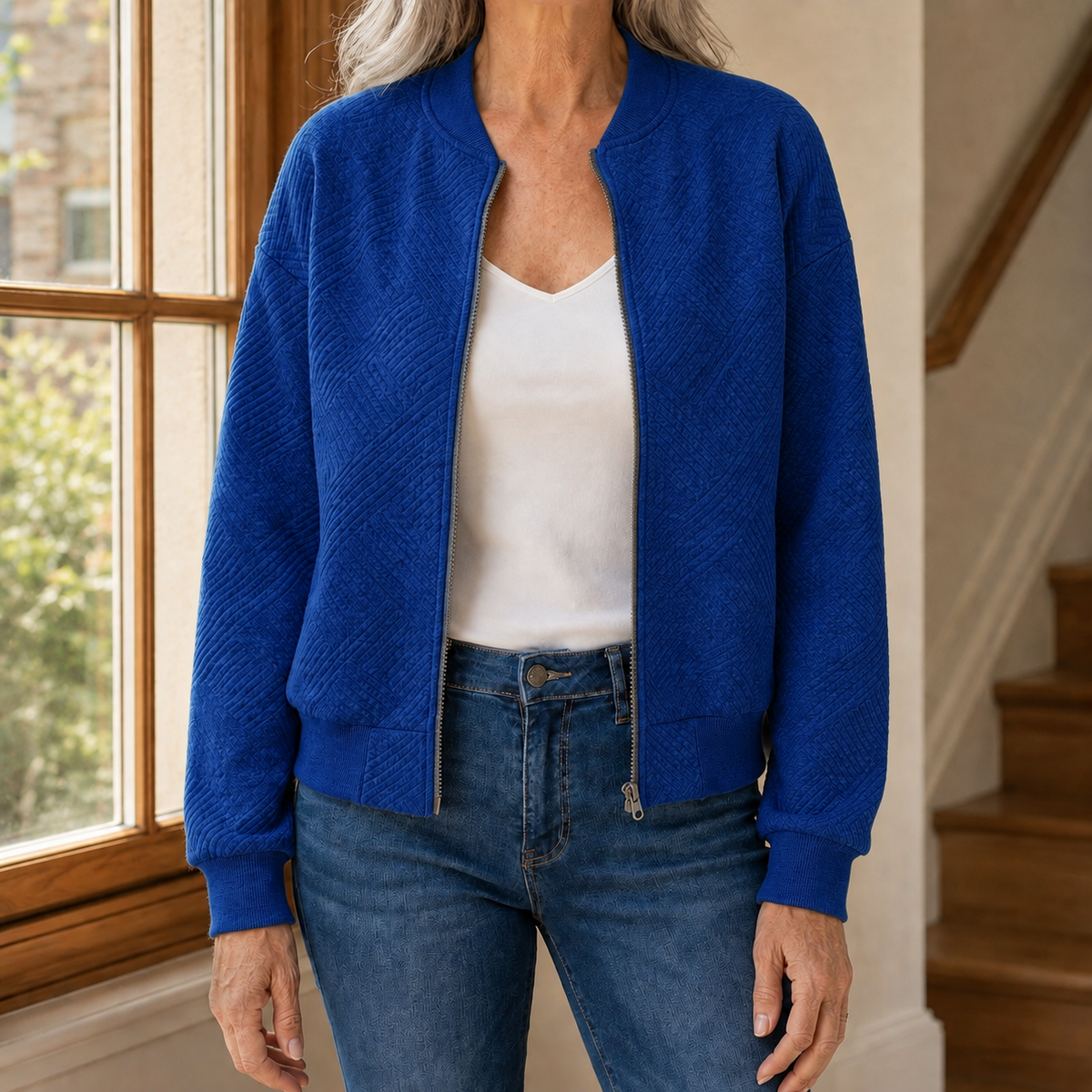Damen Jacke strukturiert – Relaxed Fit, Casual