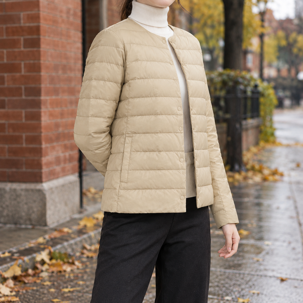 Damen Steppjacke kragenlos – Regular Fit