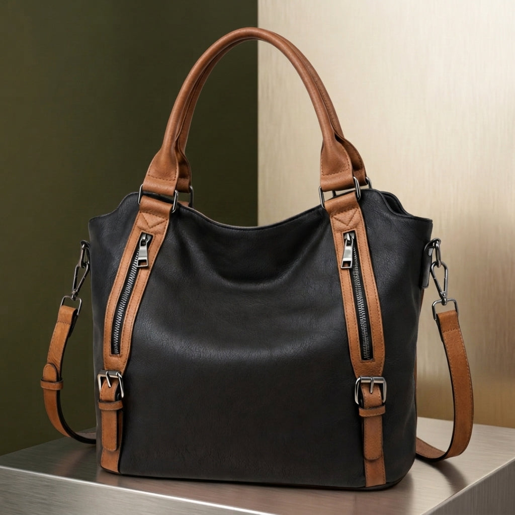 Damen Shopper Valencia | Tasche mit Schnallendetail und Doppelhenkel