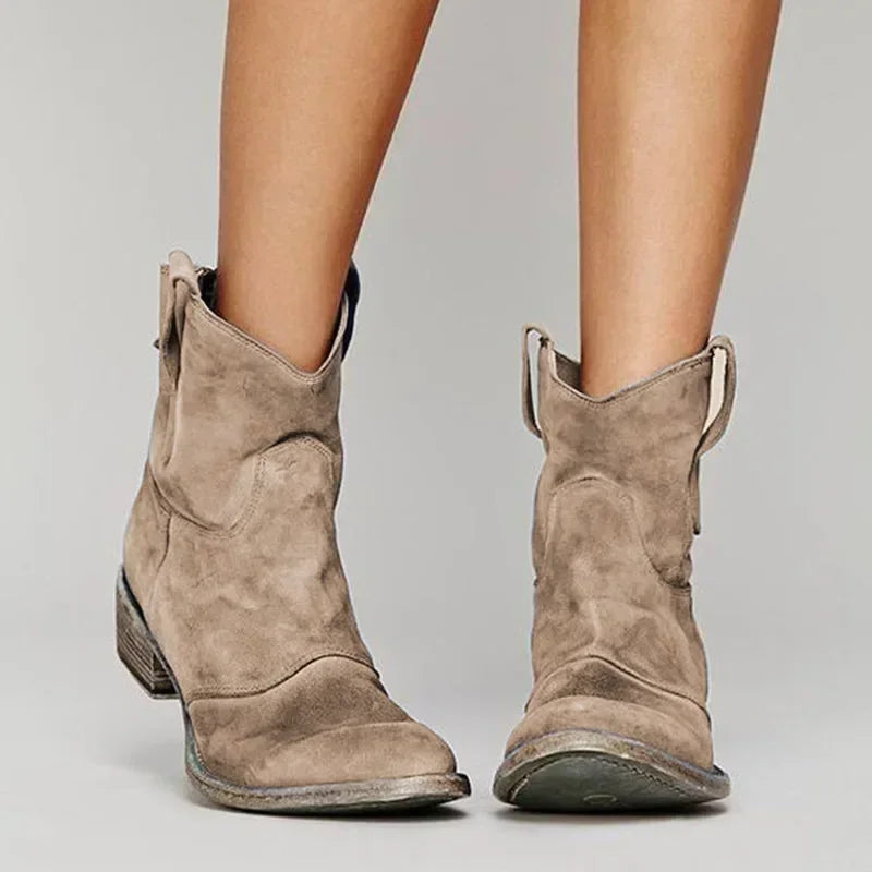 Damen Western-Stiefeletten in Lederoptik mit spitzer Zehenform