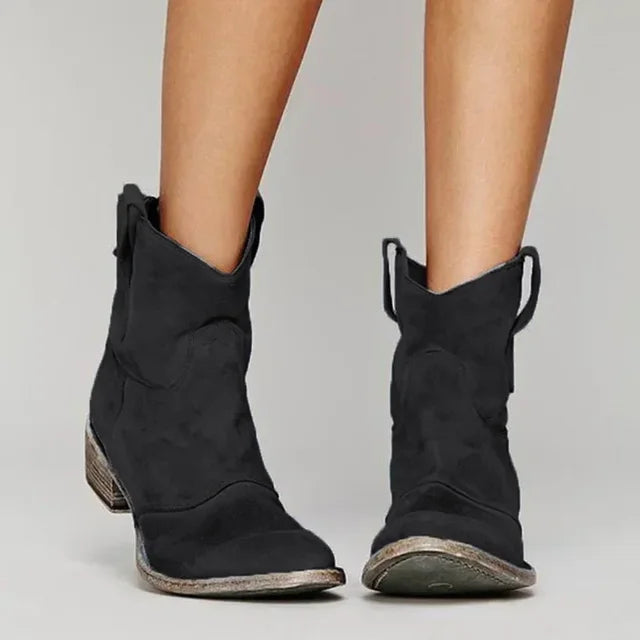 Damen Western-Stiefeletten in Lederoptik mit spitzer Zehenform