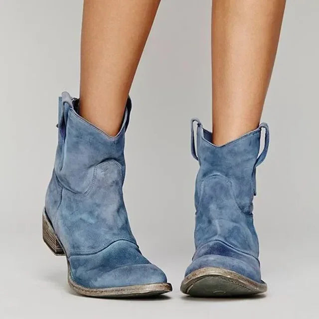 Damen Western-Stiefeletten in Lederoptik mit spitzer Zehenform