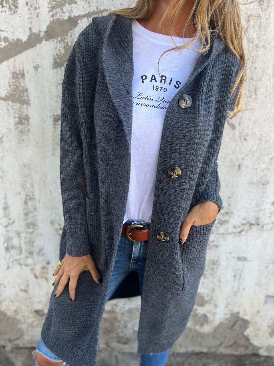 Damen Strickjacke lang – Casual, Herbst