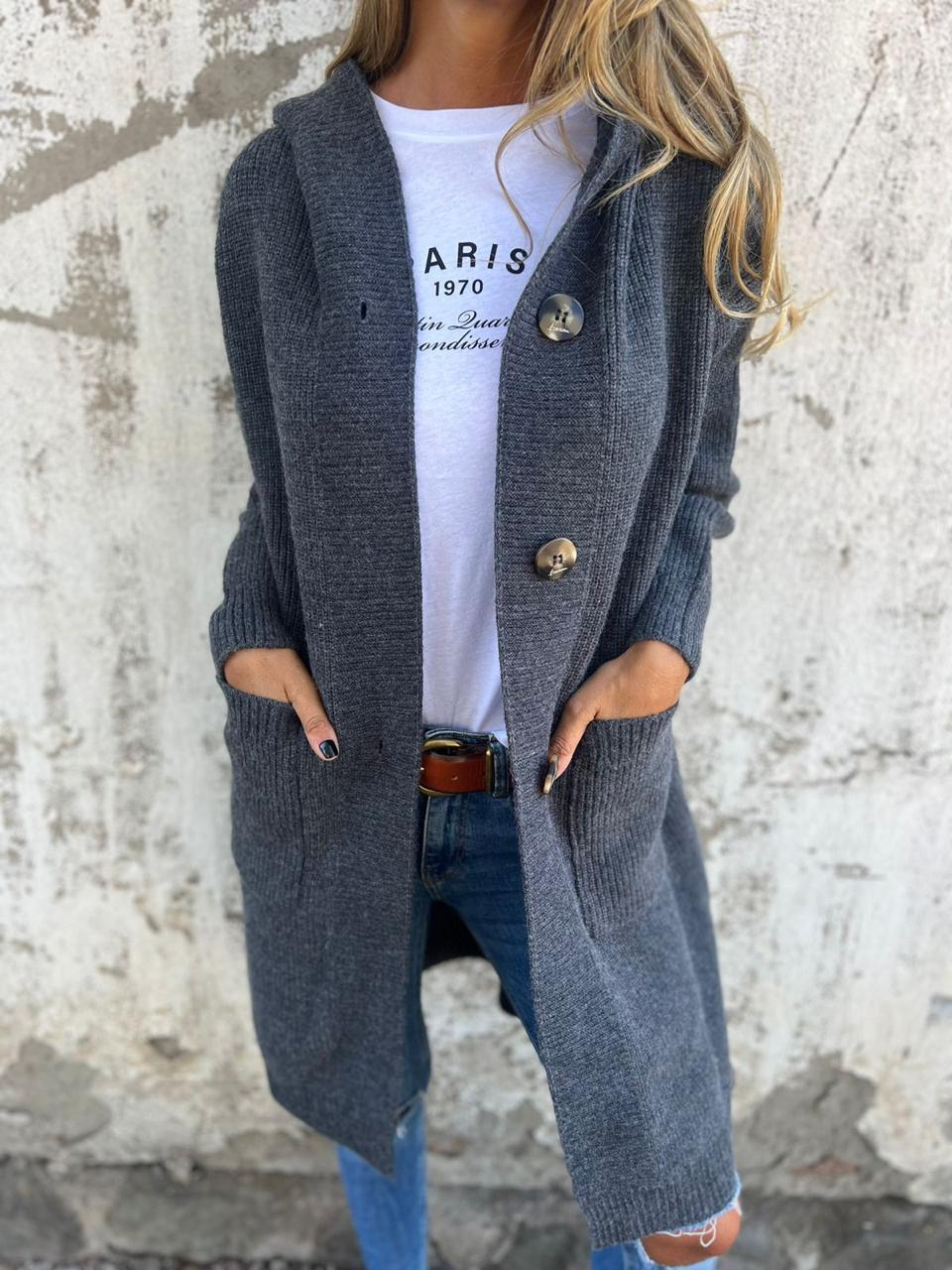 Damen Strickjacke lang – Casual, Herbst