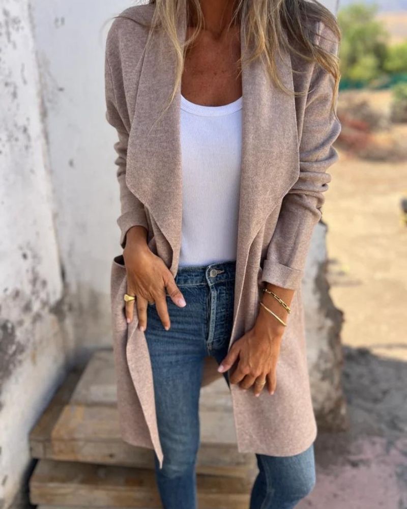 Damen Strickjacke mit Revers – Regular Fit