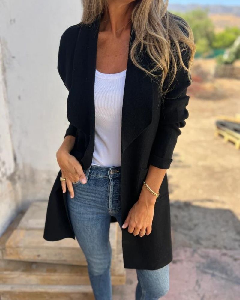 Damen Strickjacke mit Revers – Regular Fit
