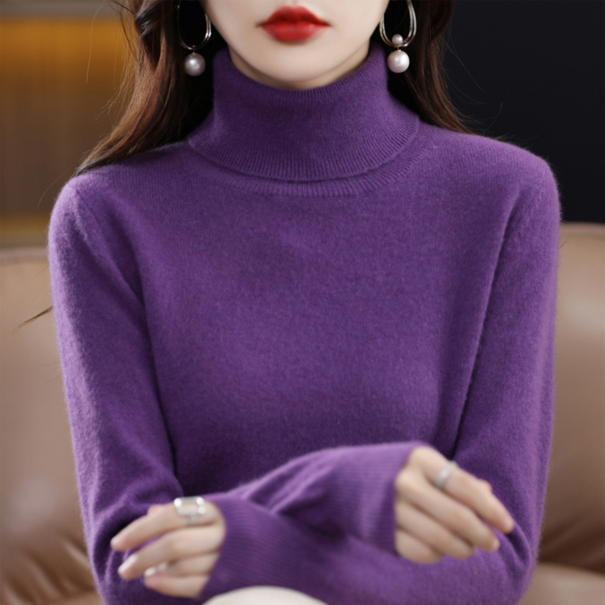 Damen Rollkragenpullover in schmaler Passform
