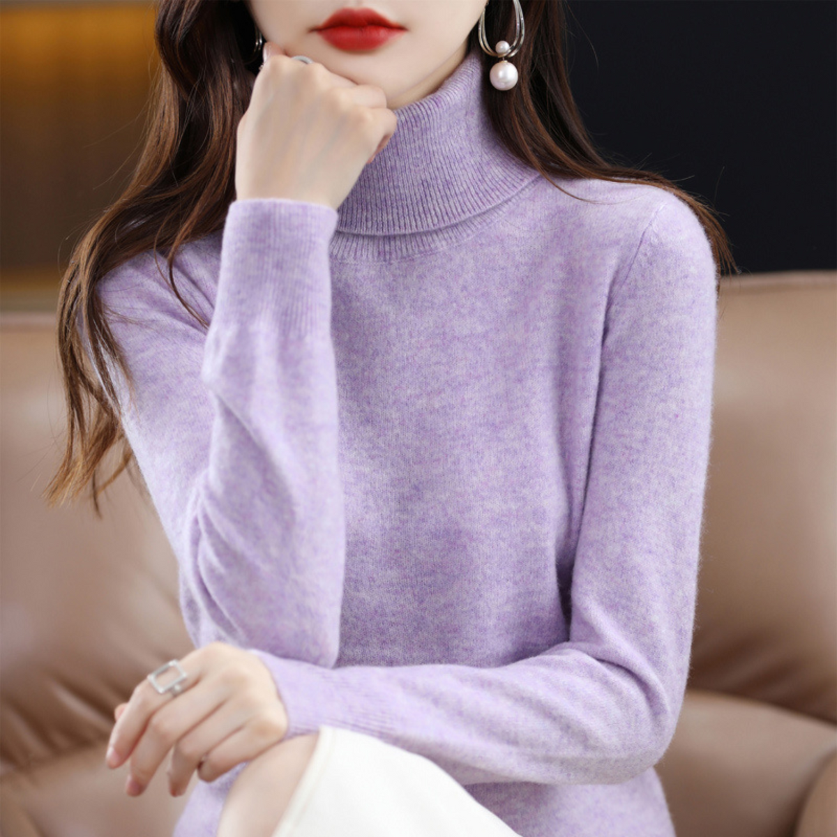 Damen Rollkragenpullover in schmaler Passform