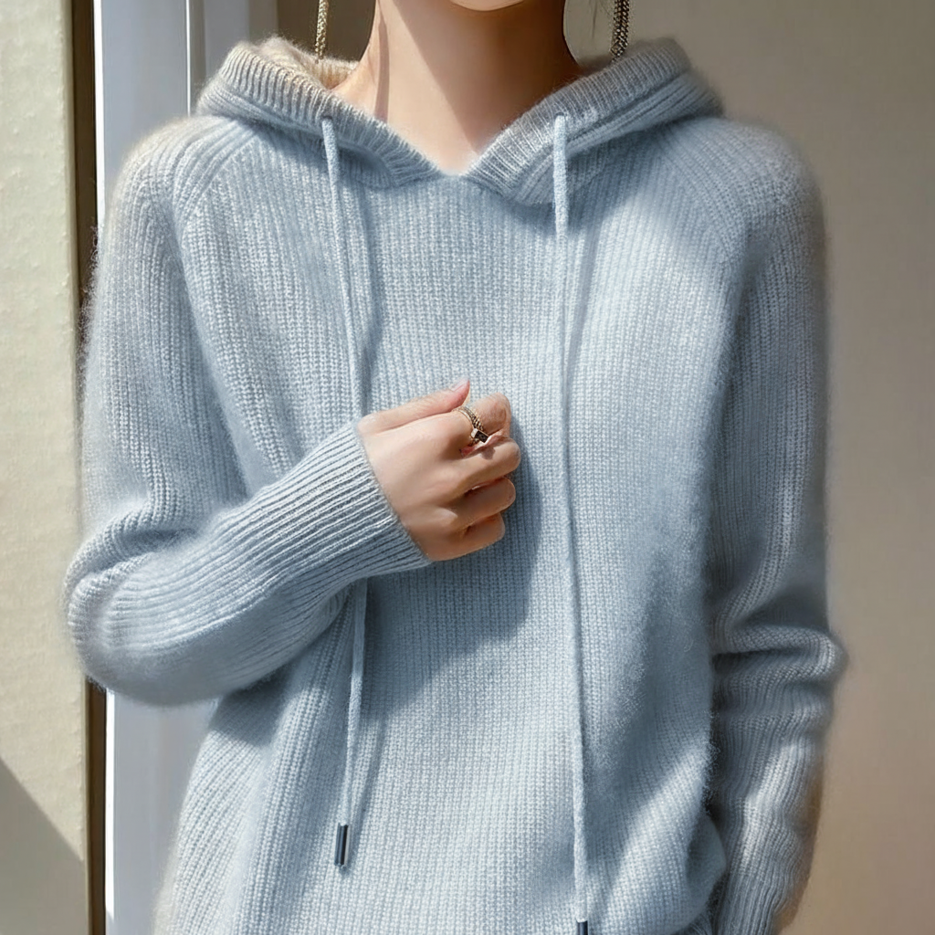 Damen Hoodie mit Rippbund