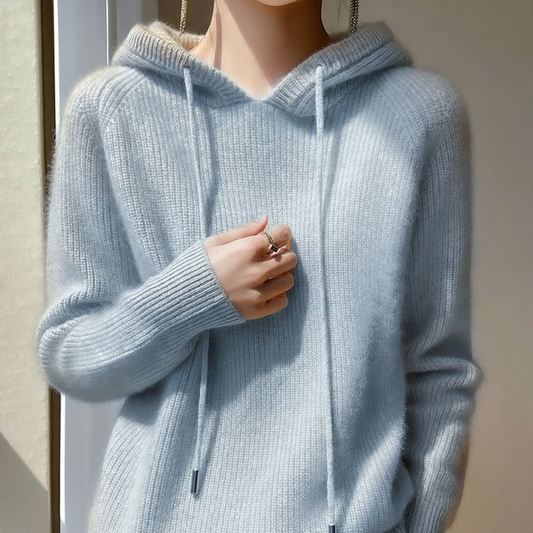 Damen Hoodie mit Rippbund