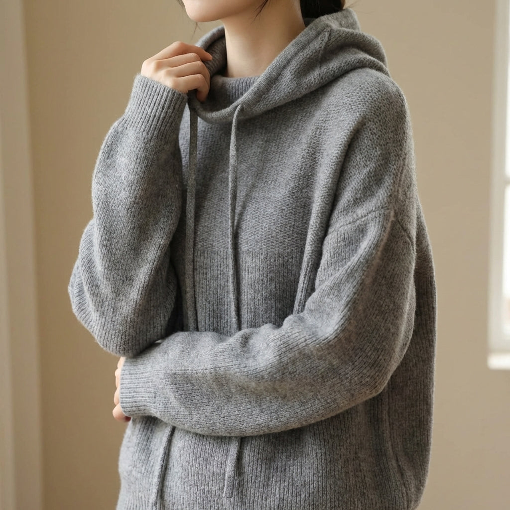 Damen Hoodie mit Kordelzug-Kapuze und lockerer Passform