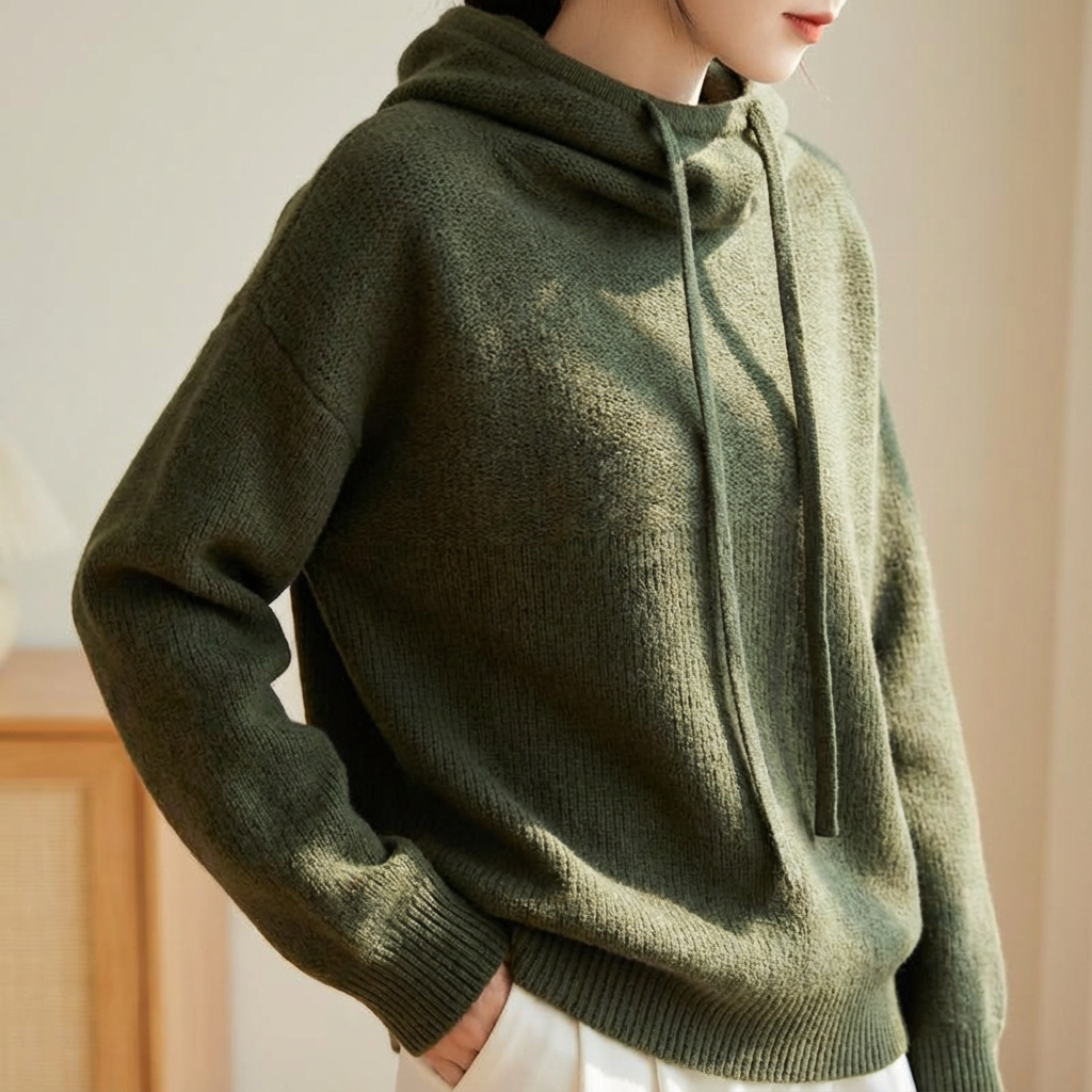 Damen Hoodie mit Kordelzug-Kapuze und lockerer Passform