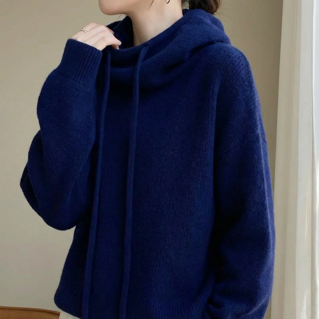 Damen Hoodie mit Kordelzug-Kapuze und lockerer Passform