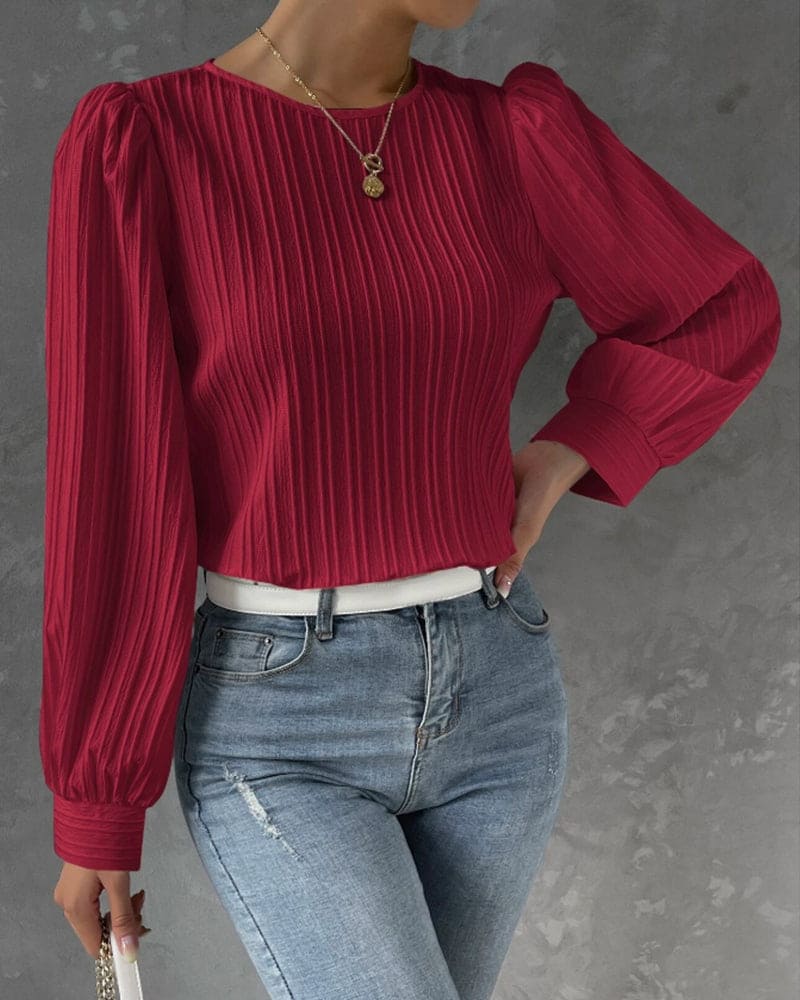 Damen Bluse Regular Fit mit Lanternärmeln Freizeit Sommer