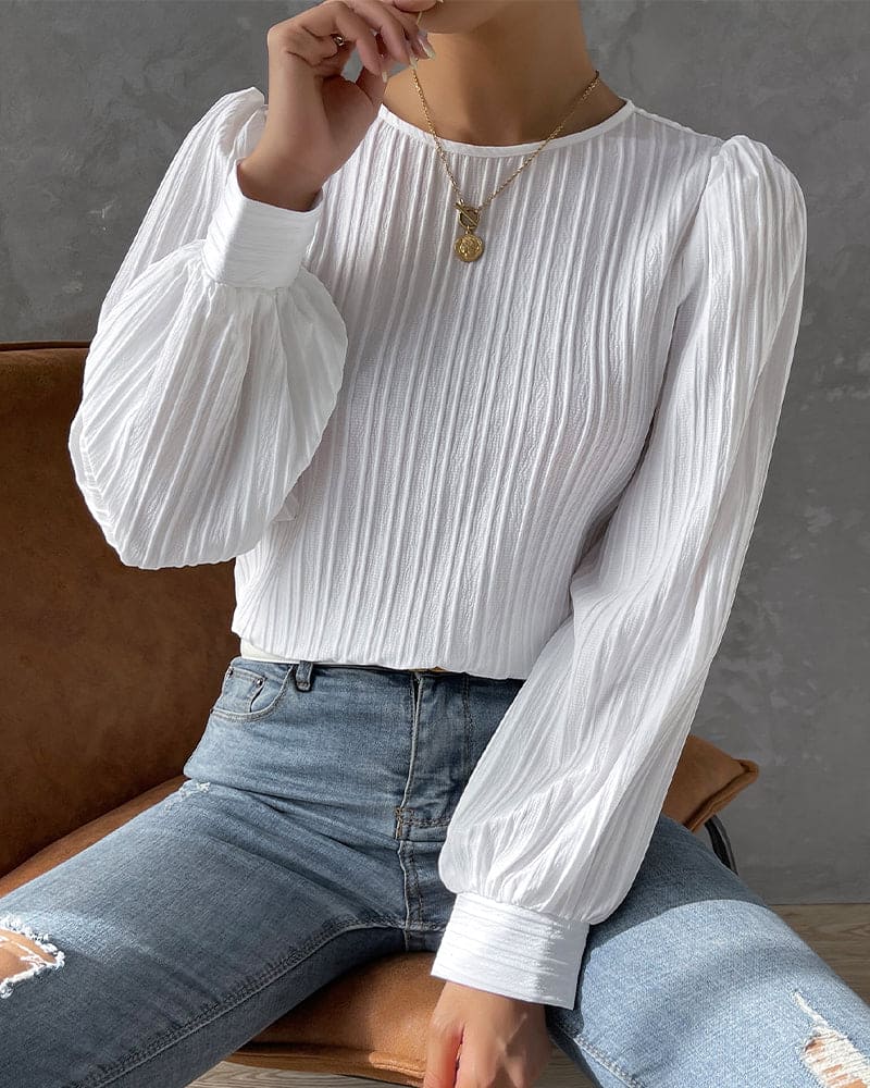 Damen Bluse Regular Fit mit Lanternärmeln Freizeit Sommer