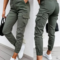 Damen Cargo-Hose Slim Fit Freizeit hohe Taille