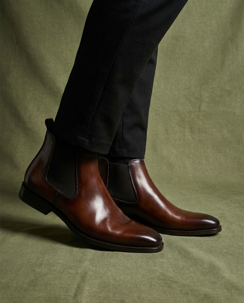 Herren Stiefeletten mit Mandelform und niedrigem Absatz