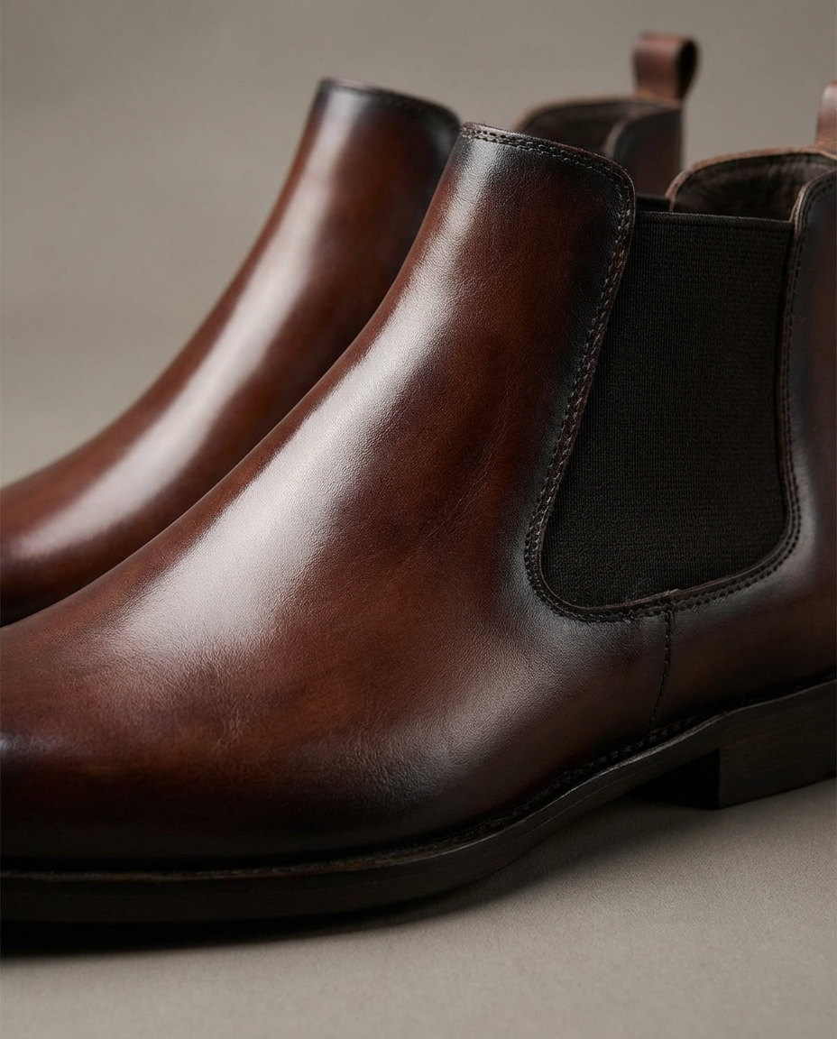 Herren Stiefeletten mit Mandelform und niedrigem Absatz