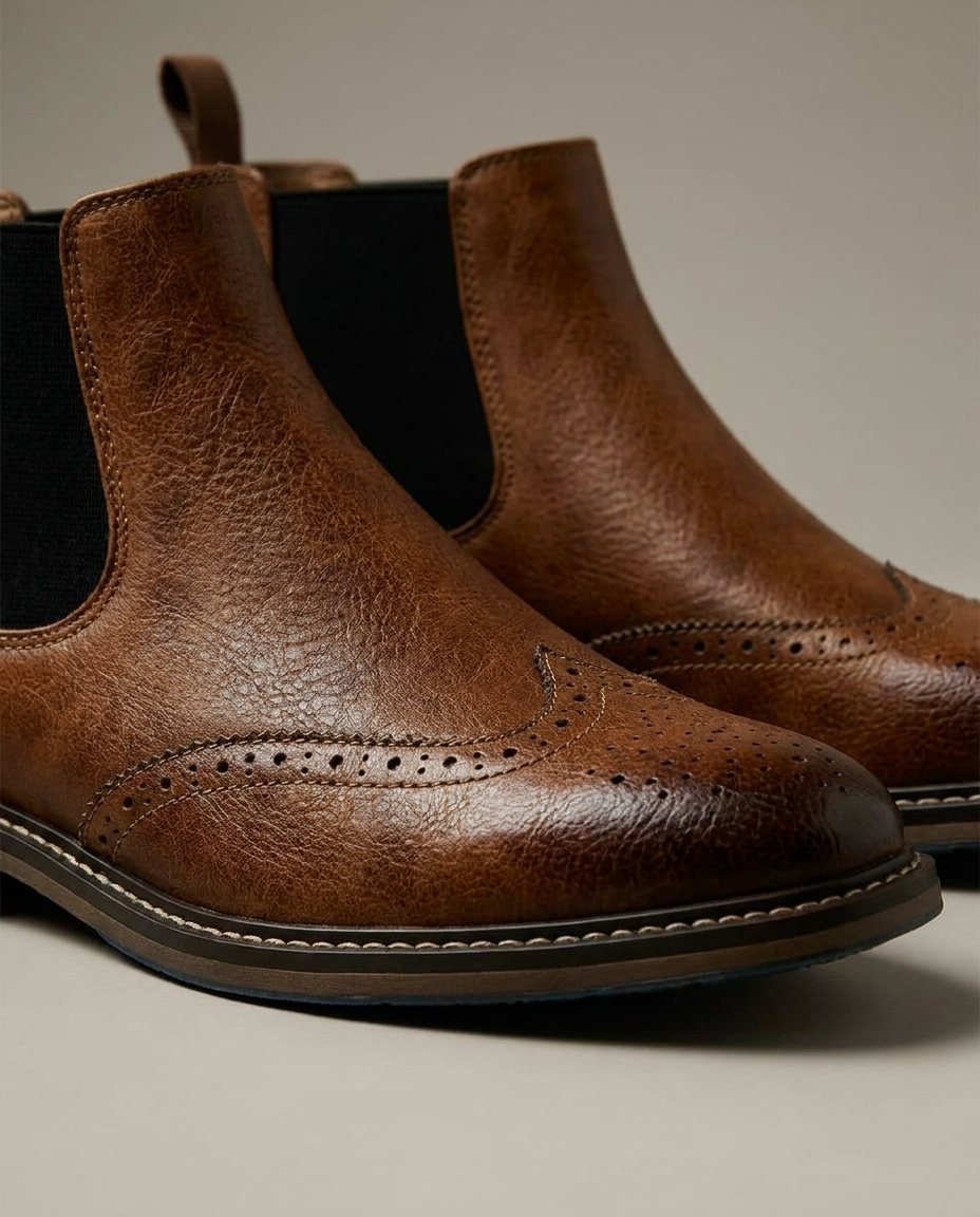 Herren Chelsea Boots mit Broguing-Muster