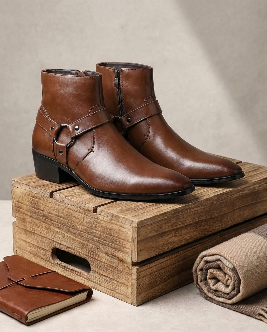Herren Stiefeletten in Lederoptik mit Zipper