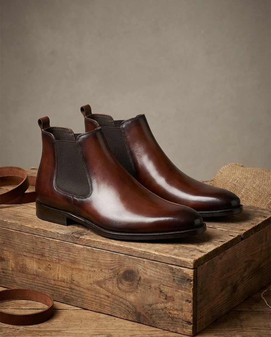 Herren Stiefeletten mit Mandelform und niedrigem Absatz