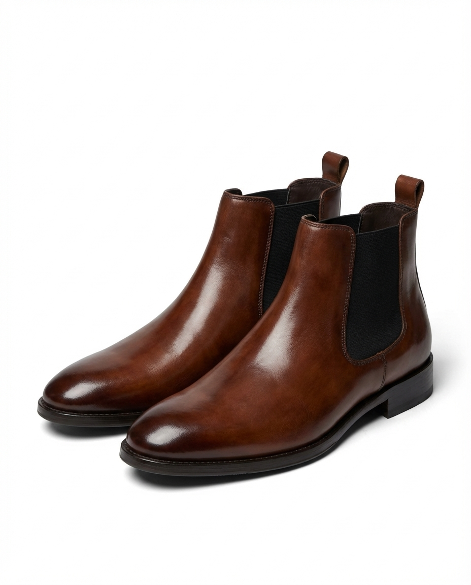 Herren Stiefeletten mit Mandelform und niedrigem Absatz
